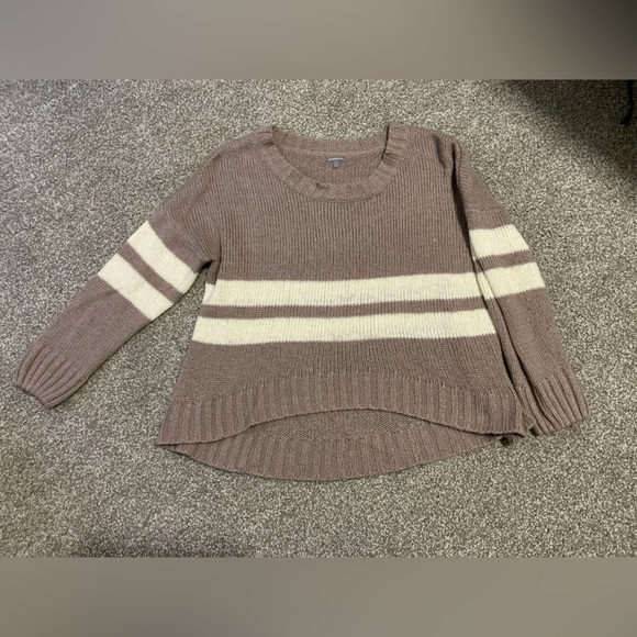 Charlotte Russe Dusty Lavender and Cream Striped Sweater - Picture 3 of 5
